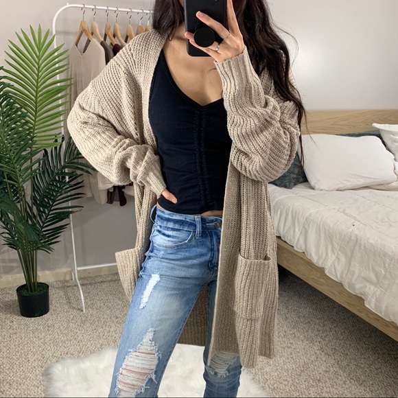 🆕 Melanie - Khaki / Oatmeal Knit Cardigan - Picture 2 of 5